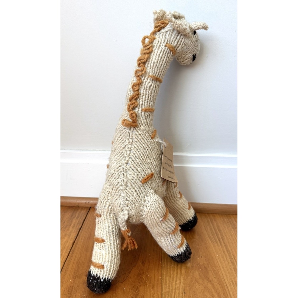 Artisan Safari Giraffe Plush Hand Knit Homespun Wool Rustic Nursery Decor - Picture 3 of 15